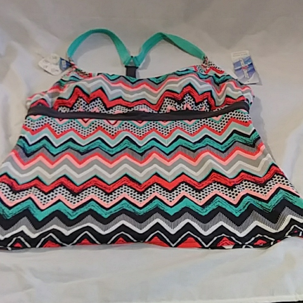 Zero X Swim Gear Tankini Top 12 Green/Multi